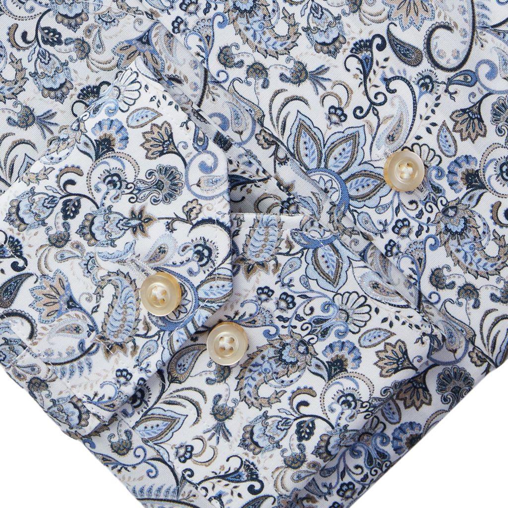 MR CROWN PAISLEY PRINT ON WHITE SHIRT - BROWN