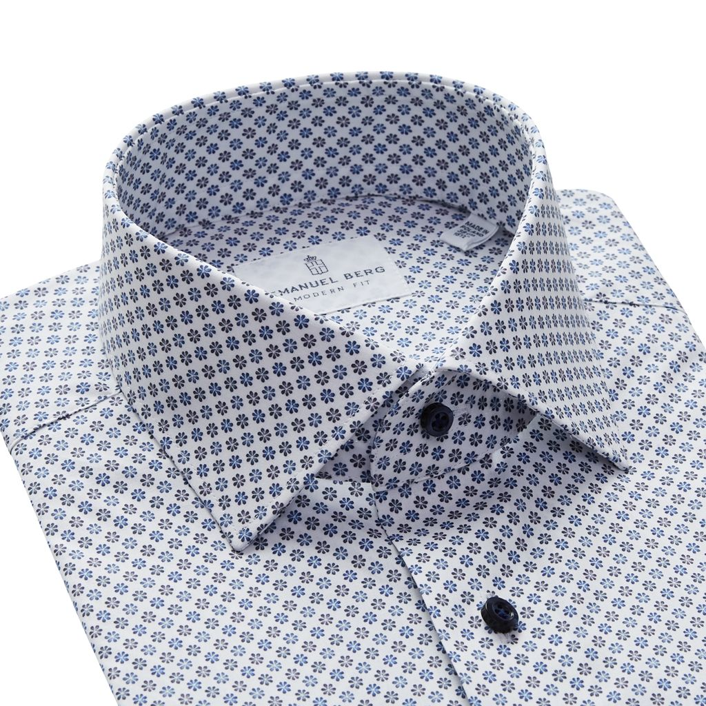 MR CROWN MICRO FLORAL PRINT SHIRT - BRIGHT BLUE