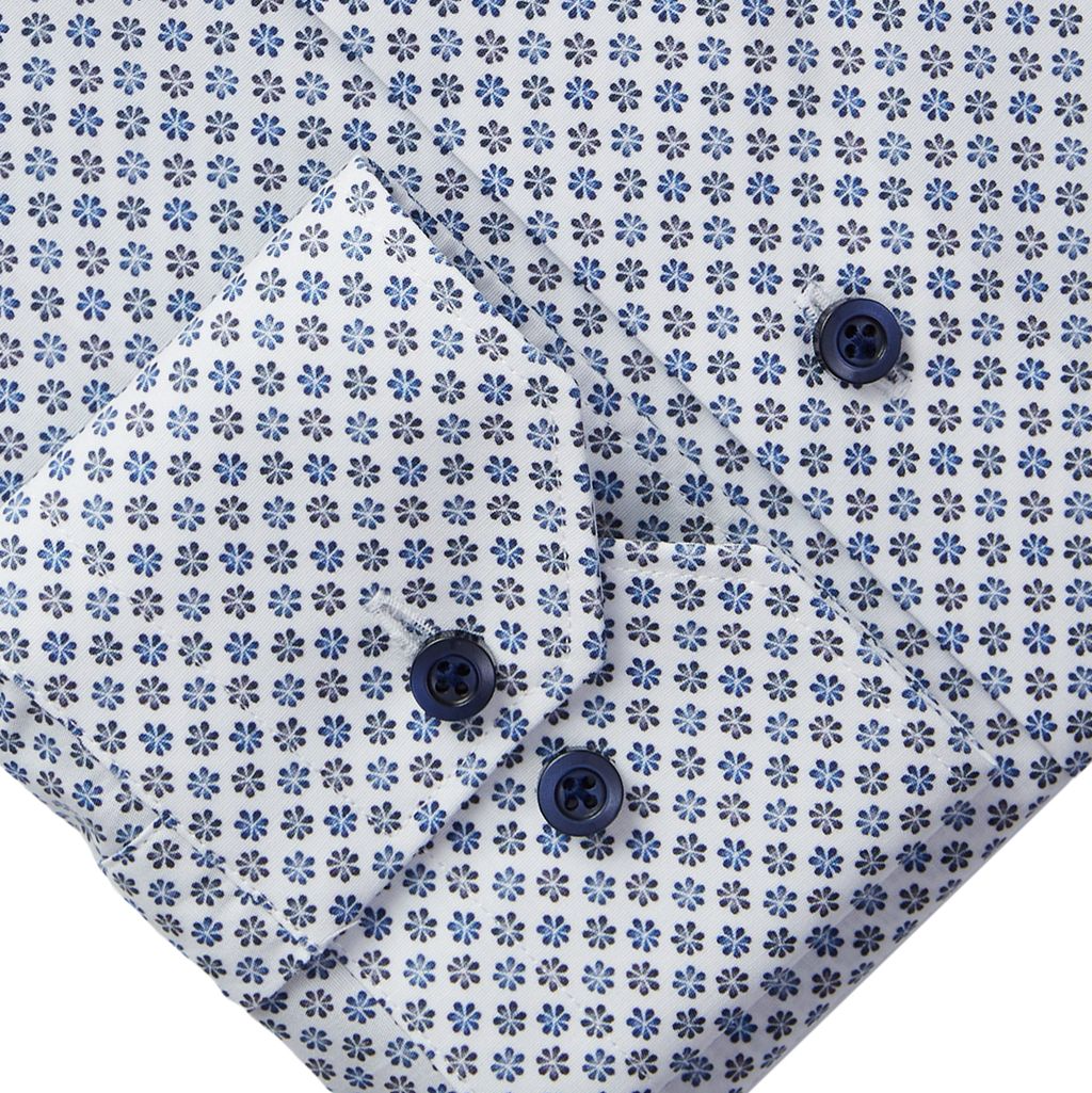MR CROWN MICRO FLORAL PRINT SHIRT - BRIGHT BLUE