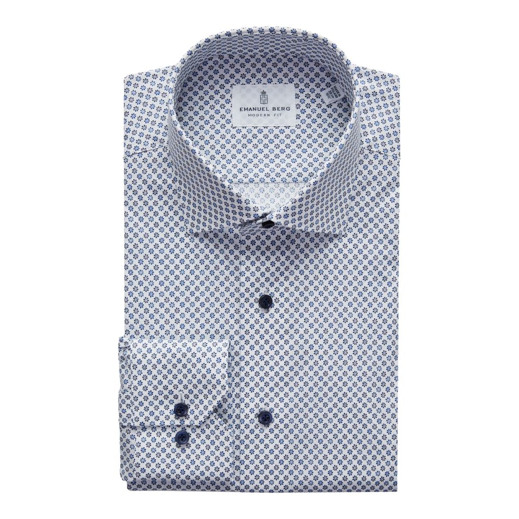 MR CROWN MICRO FLORAL PRINT SHIRT - BRIGHT BLUE