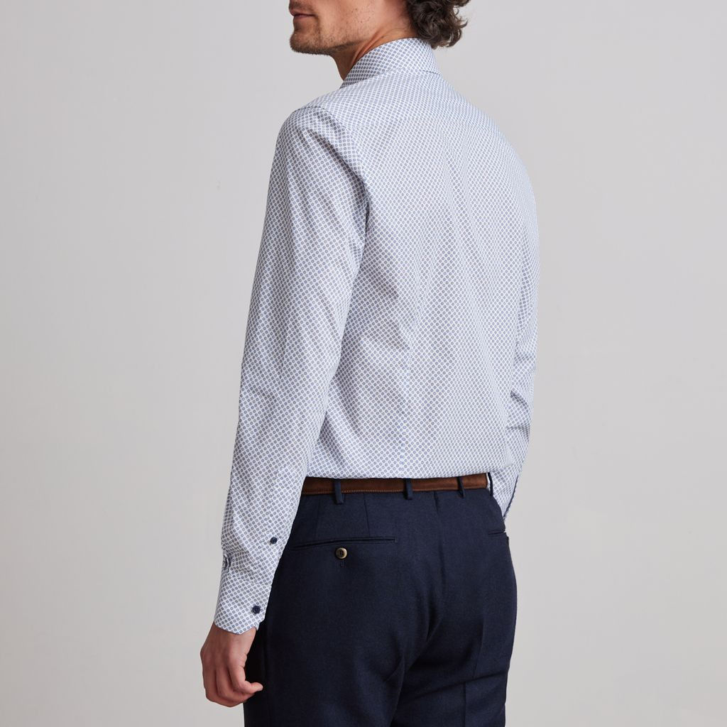 MR CROWN MICRO FLORAL PRINT SHIRT - BRIGHT BLUE