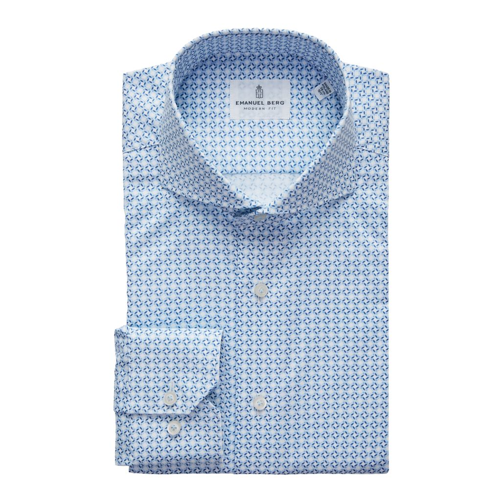 HARVARD GEOMETRIC PRINT SHIRT - BRIGHT BLUE