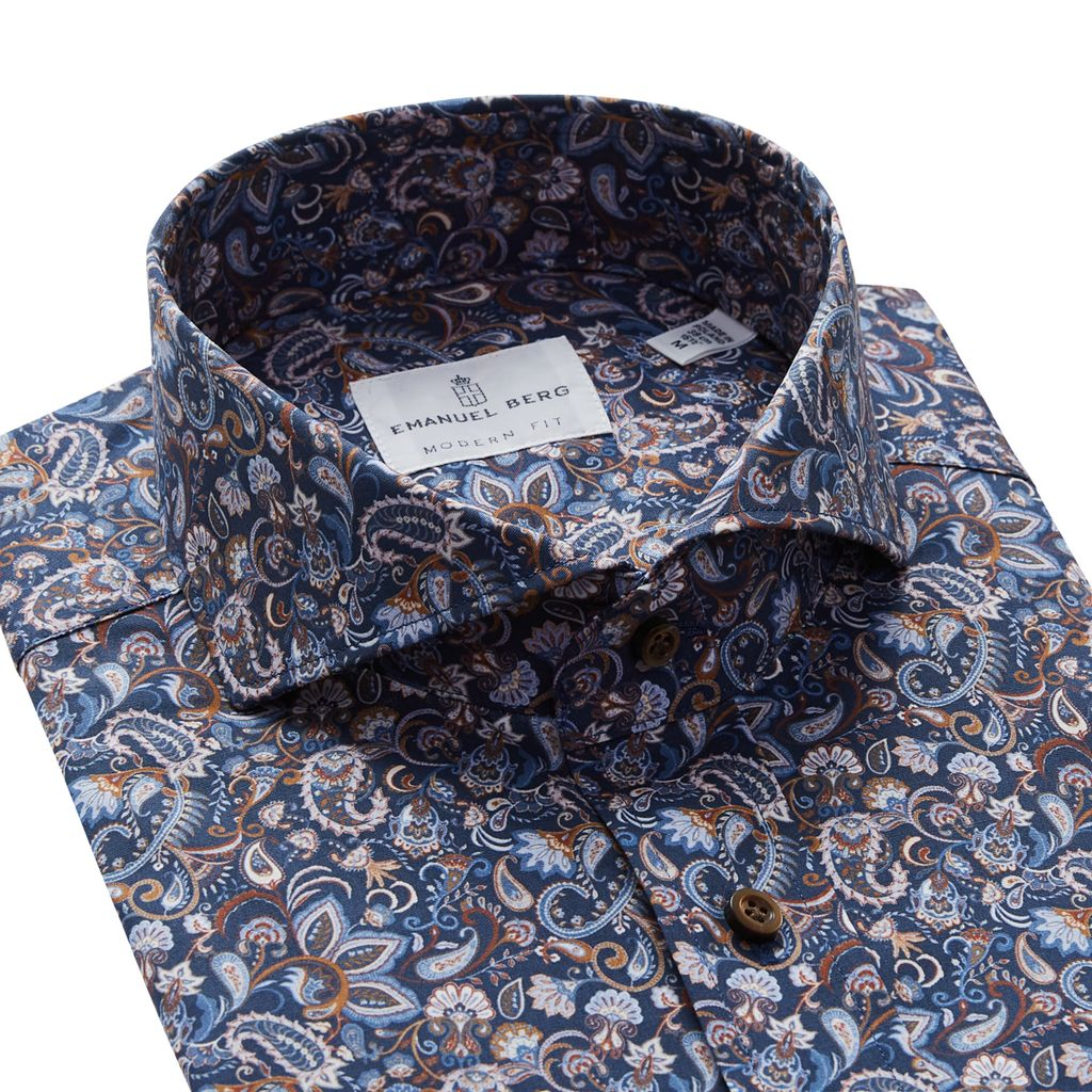 MARSEILLE PAISLEY PRINT SHIRT - DARK BLUE