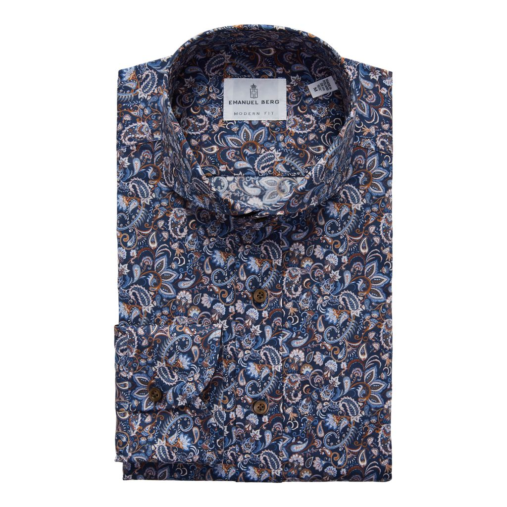 MARSEILLE PAISLEY PRINT SHIRT - DARK BLUE
