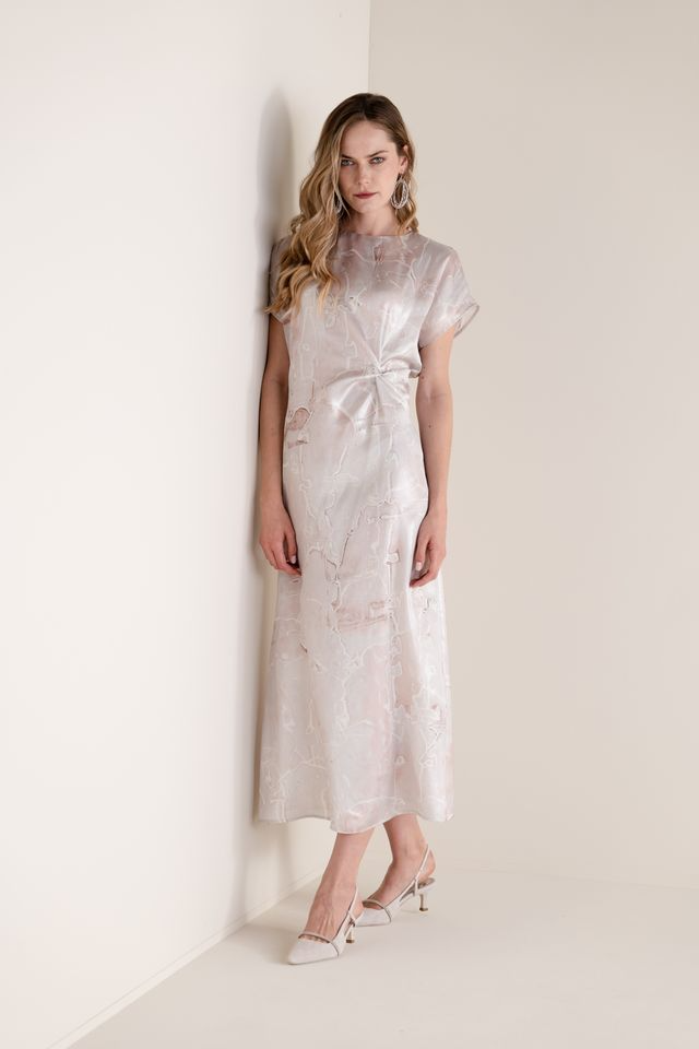 WATER LILY PRINT LONG DRESS