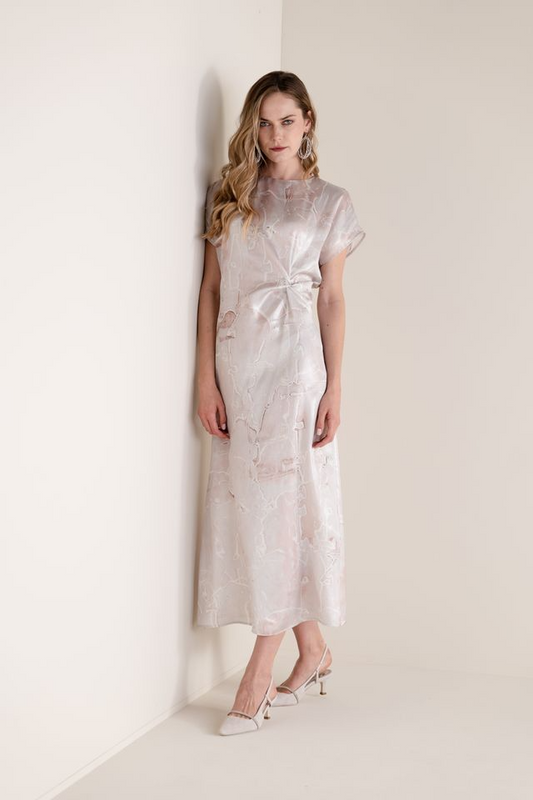 WATER LILY PRINT LONG DRESS