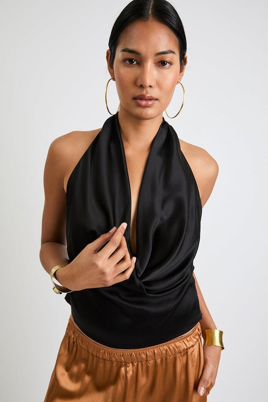 POPPY SILK TOP - BLACK