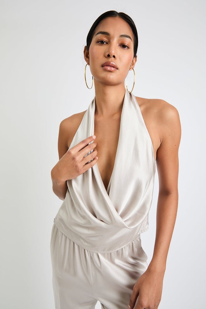 POPPY SILK TOP - PEARL