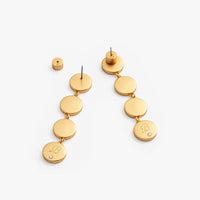 AMY FEATHER ROUND BEZEL DROP EARRINGS
