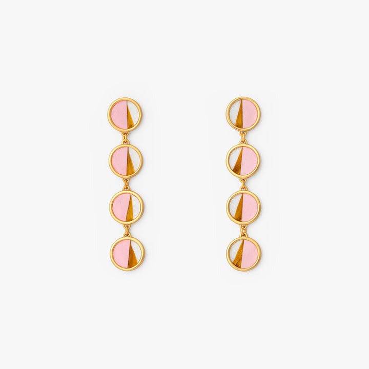 REINS FEATHER MULTI-BEZEL DROP EARRINGS