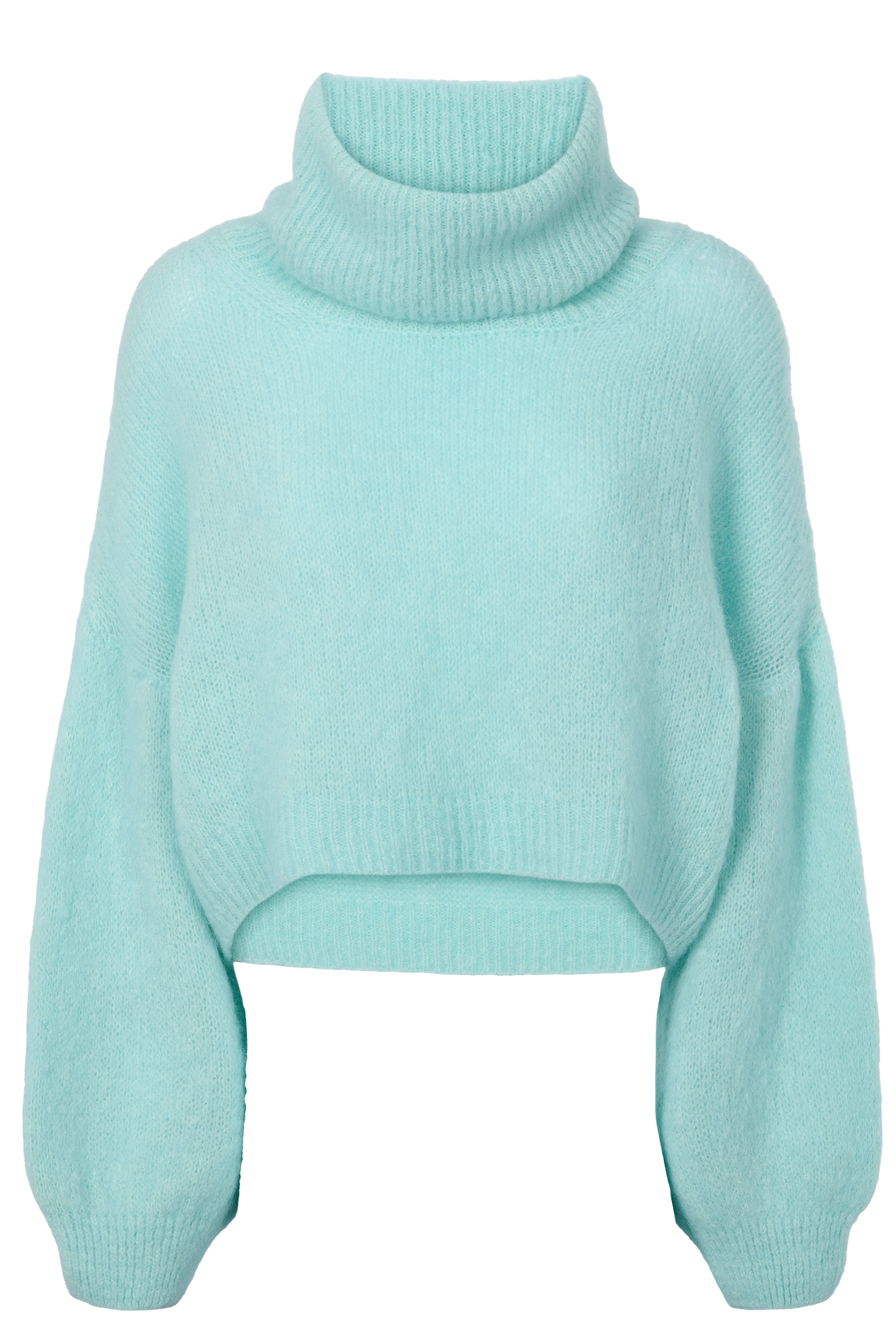 ANDREA ROLLNECK CROPPED ALPACA PULLOVER - SEAFOAM GREEN