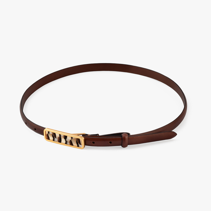 ACE BASIN ABBY FEATHER BUCKLE LEATHER BELT - BROWN PARTRIDGE