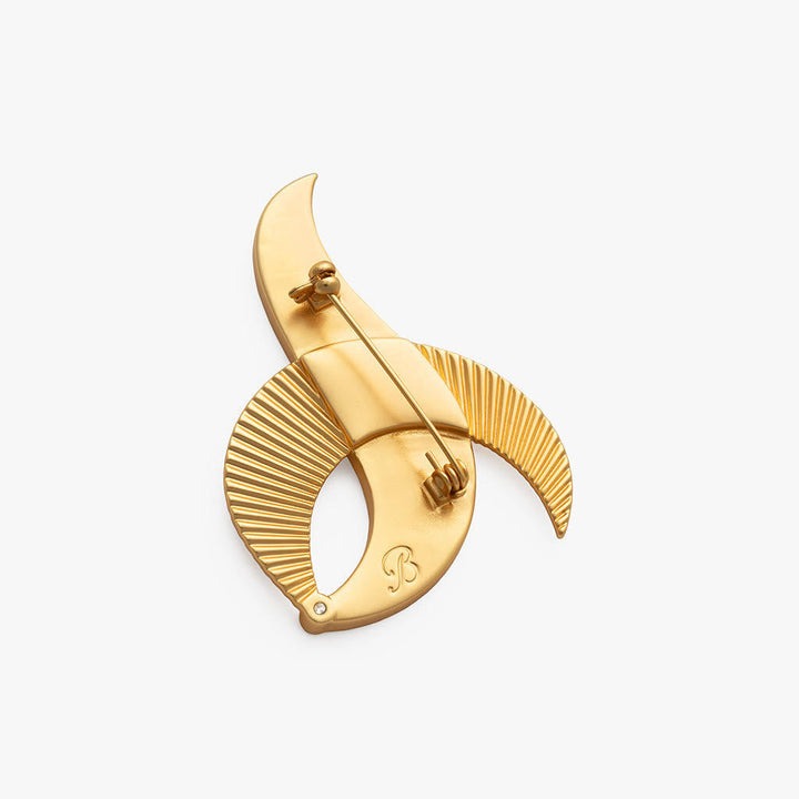 SANDY POINT FEATHER BROOCH - BLUE GREEN GOLD