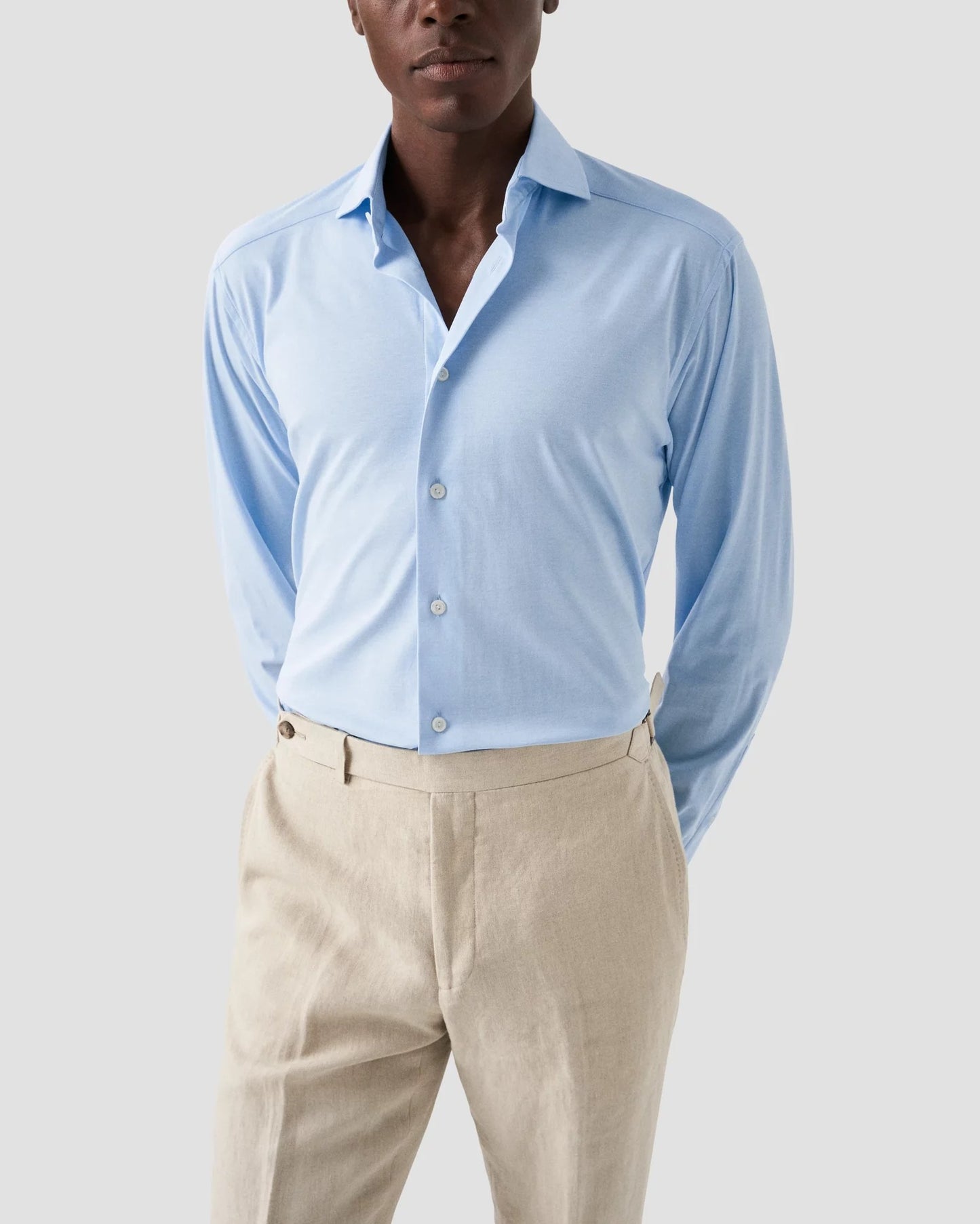LIGHT BLUE FLOUR WAY STRETCH COTTON SHIRT