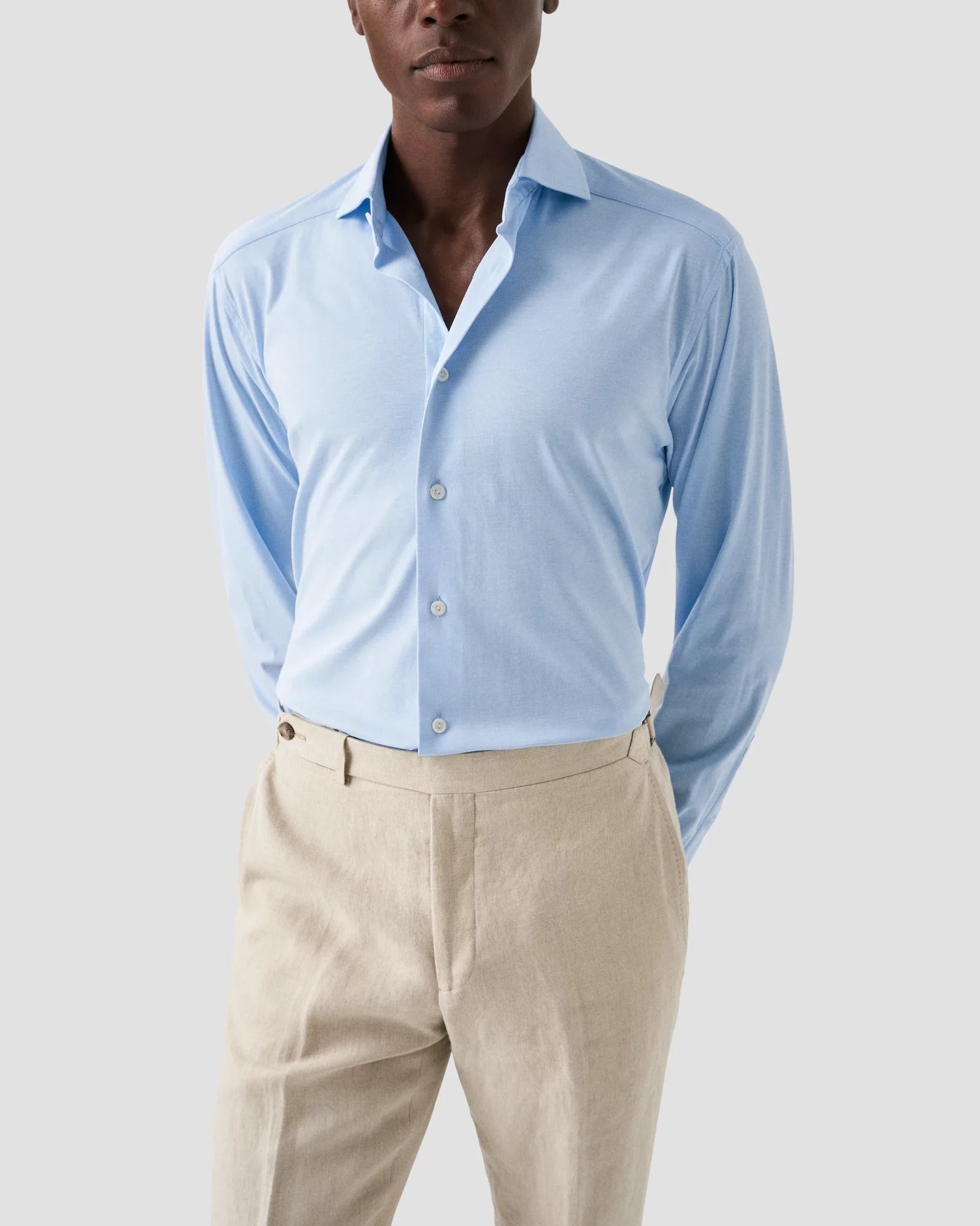 LIGHT BLUE FLOUR WAY STRETCH COTTON SHIRT
