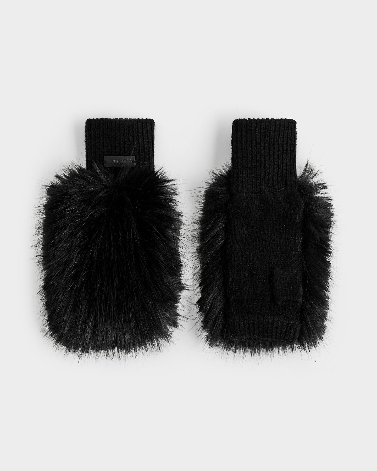 LIA FAUX FUR FINGERLES MITTENS - BLACK