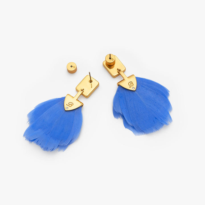 VENICE BAY FEATHER BEZEL DROP EARRINGS