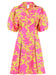ALICIA JACQUARD PRINT DRESS - PINK CHARTRUESE
