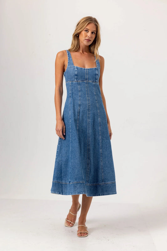 WILLA DENIM DRESS - MEDIUM WASH DENIM