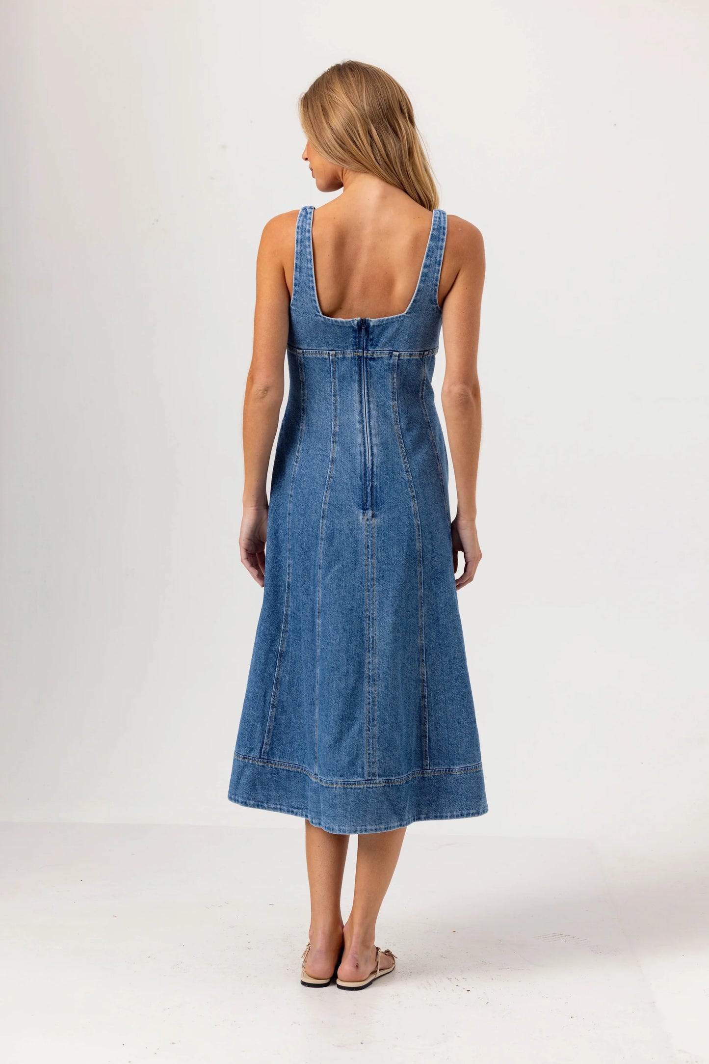 WILLA DENIM DRESS - MEDIUM WASH DENIM
