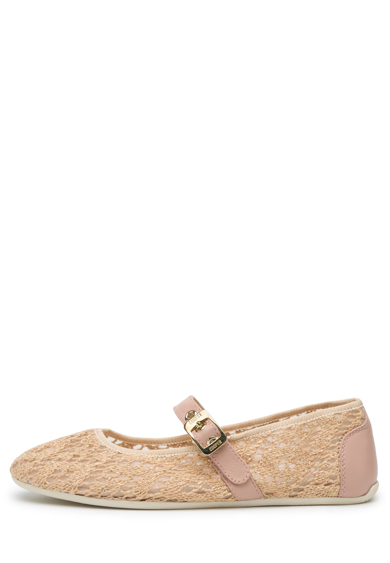 DAFNE BRID LAMINATED LACE AND LEATHER SHOE - NUDE