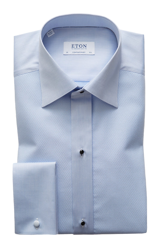 LIGHT BLUE PIQUÉ EVENING SHIRT