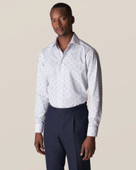 BLUE LIGHTHOUSE PRINT SIGNATURE TWILL SLIM FIT SHIRT