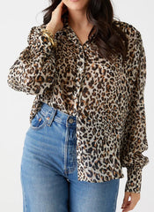 SHIRRED BLOUSE - LEOPARD