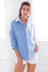 BIG BOY BOYFRIEND MIX BLUE STRIPES SHIRT