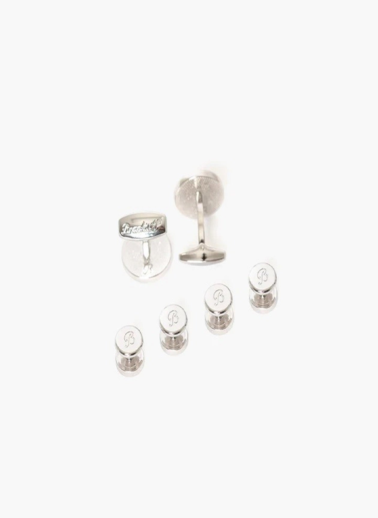 BEAR RHODIUM CUFFLINKS AND STUDS SET