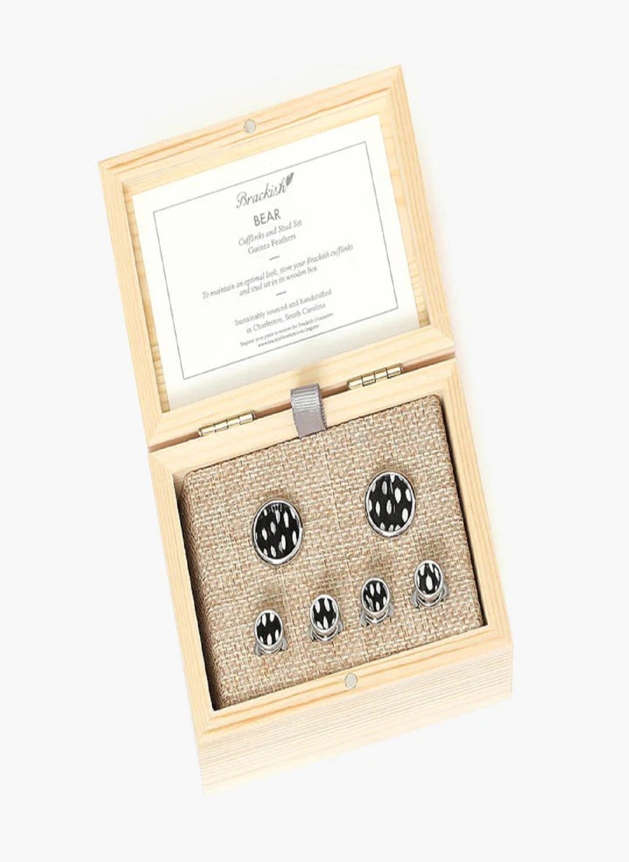 BEAR RHODIUM CUFFLINKS AND STUDS SET