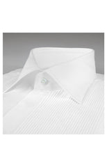 SOLID PLEATED DRESS SHIRT - WHITE