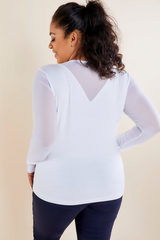 KIM MESH SLEEVE TOP IN PIMA MODAL - WHITE