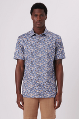 OOOHCOTTON PALM PRINT SHORT SLEEVE SHIRT - AIR BLUE