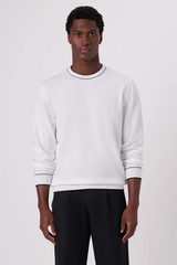 TIPPED CREW NECK SWEATER - WHITE