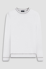 TIPPED CREW NECK SWEATER - WHITE