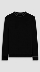 TIPPED CREW NECK SWETAER - CAVIAR