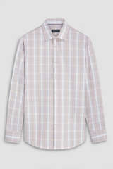 SOFT PLAID COMFORT STRETCH SHAPED FIT SHIRT - BEIGE