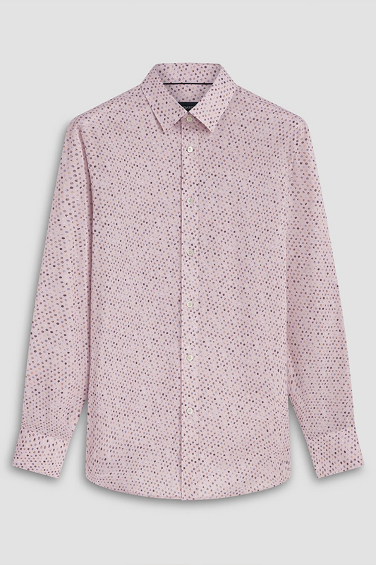 ABSTRACT PRINT COMFORT STRETCH SHAPED FIT SHIRT - SEA PINK