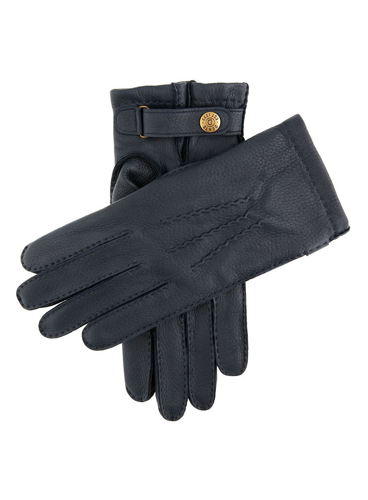 BADMINTON CASHMERE LINED DEERSKIN LEATHER GLOVES - NAVY