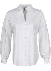 BAND COLLAR TOP SOLID SILKY POPLIN