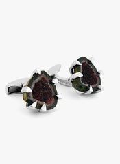 BLACK GEODE SILVER CUFFLINKS