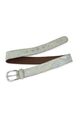 DAKOTA CALF HAIR BELT - SILVER