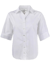 CAMDEN SOLID SILKY POPLIN CAMP SHIRT - WHITE