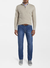CROWN COMFORT INTERLOCK 1/4 ZIP PULLOVER - STONE
