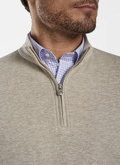 CROWN COMFORT INTERLOCK 1/4 ZIP PULLOVER - STONE