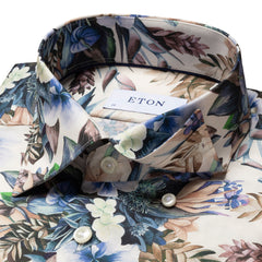 PURPLE FLORAL PRINT FINE TWILL SHIRT