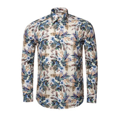 PURPLE FLORAL PRINT FINE TWILL SHIRT