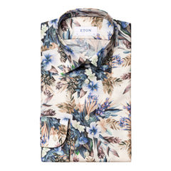 PURPLE FLORAL PRINT FINE TWILL SHIRT