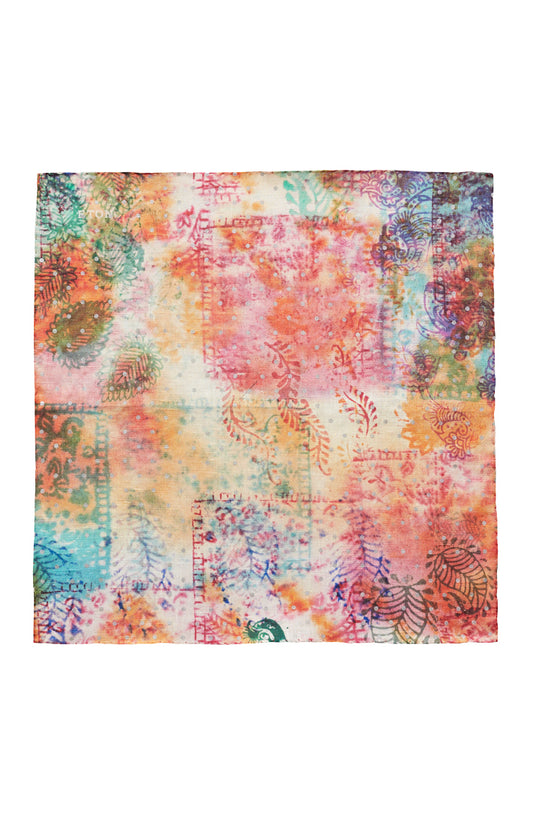 SUNRISE FLORAL PRINT LINEN POCKET SQUARE